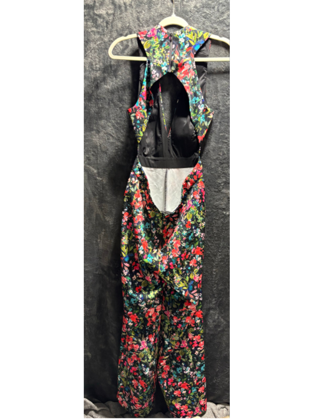 Aidan Mattox Floral Plunging V-Neck Open-Back Wide Leg Jumpsuit Size 10 EUC - Picture 4 of 10